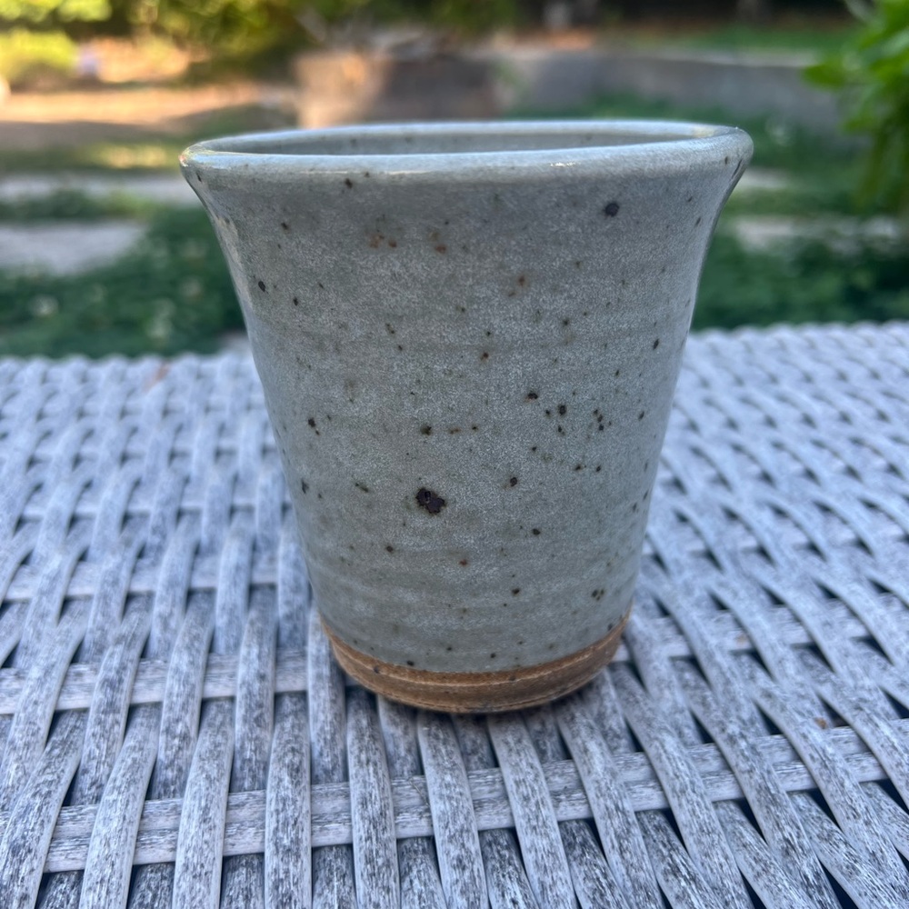 Artisan signed Ceramic Pottery Speckled Mug or Vase - Gray and Brown